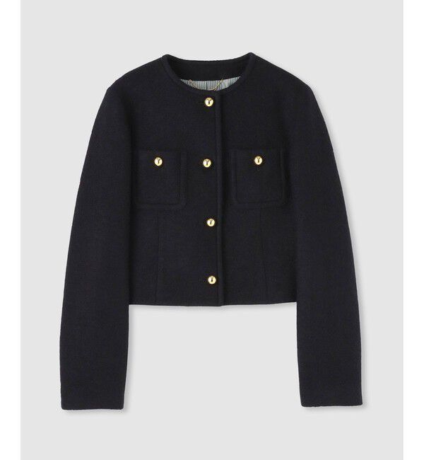 allureville「ブークレーノーカラージャケット」|ノーカラージャケット|ブラック