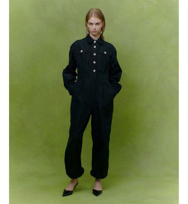 LOULOU WILLOUGHBY「【LOULOU WILLOUGHBY】タフタビジュー釦オールインワン」|オールインワン|