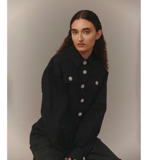 LOULOU WILLOUGHBY「【LOULOU WILLOUGHBY】タフタビジュー釦オールインワン」|オールインワン|