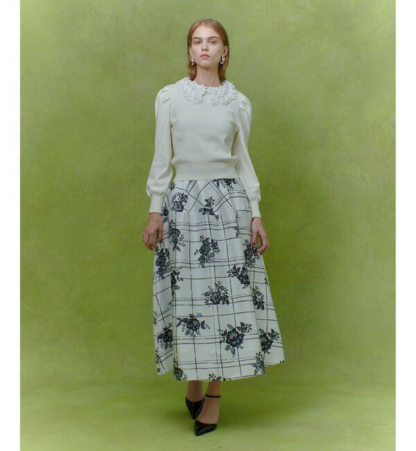 LOULOU WILLOUGHBY「【LOULOU WILLOUGHBY】フラワー衿付プルオーバー」|ニット・セーター|