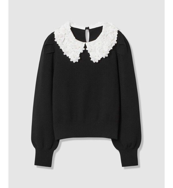 LOULOU WILLOUGHBY「【LOULOU WILLOUGHBY】フラワー衿付プルオーバー」|ニット・セーター|