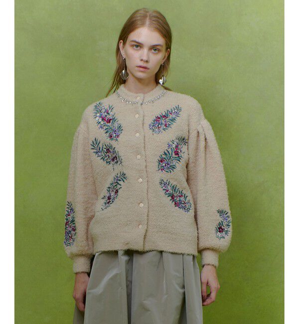 LOULOU WILLOUGHBY「【LOULOU WILLOUGHBY】フラワーズエンブロイダリーカーディガン」|カーディガン|