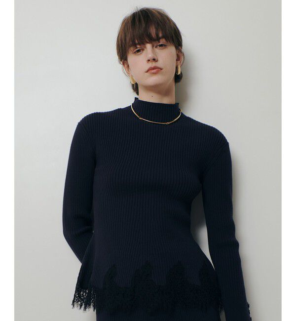 allureville「レースドッキングリブプルオーバー」|ニット・セーター|