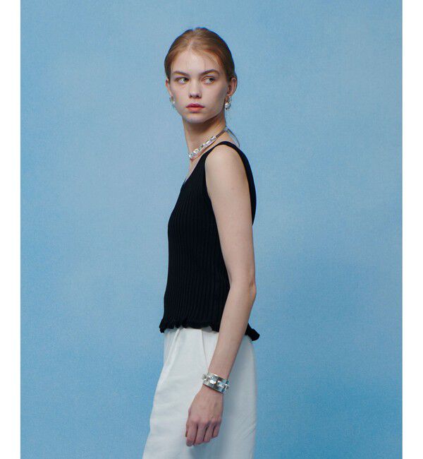 LOULOU WILLOUGHBY「【LOULOU WILLOUGHBY】ワイドリブヘムフリルタンク」|タンクトップ|