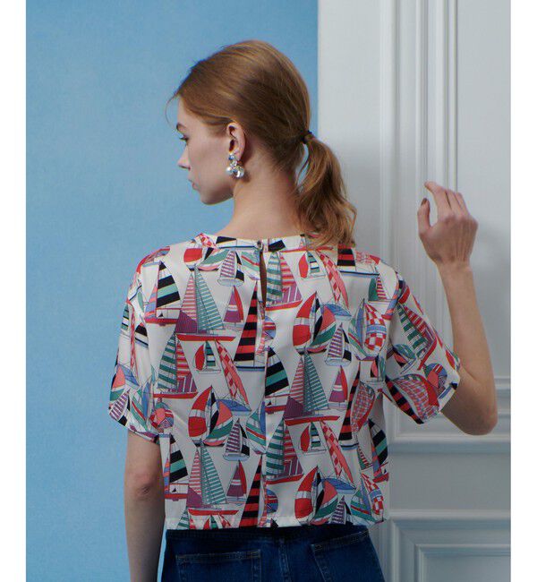 LOULOU WILLOUGHBY「【LOULOU WILLOUGHBY】RATTI マリーナプリント Ｔブラウス」|シャツ・ブラウス|