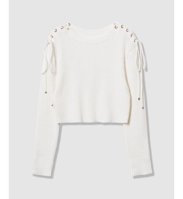 LOULOU WILLOUGHBY「【LOULOU WILLOUGHBY】レースアップショルダープルオーバー」|ニット・セーター|