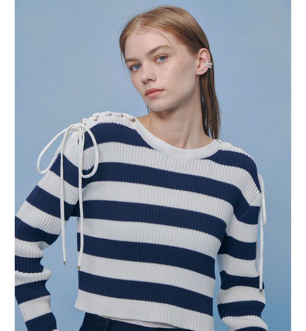 LOULOU WILLOUGHBY「【LOULOU WILLOUGHBY】レースアップショルダープルオーバー」|ニット・セーター|