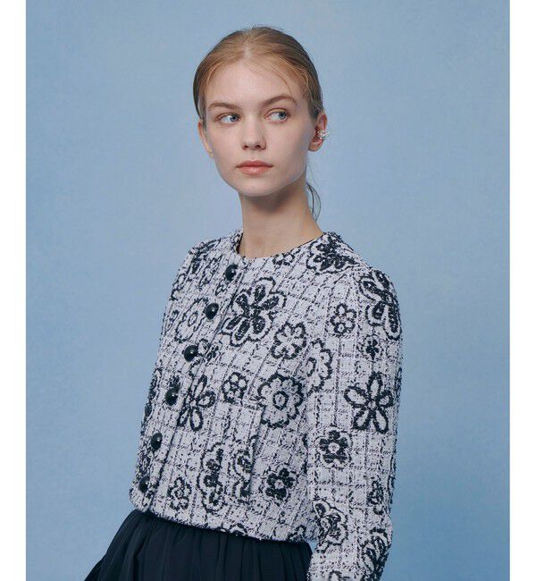 LOULOU WILLOUGHBY「【LOULOU WILLOUGHBY】MALHIA ツイードクルージャケット」|ノーカラージャケット|