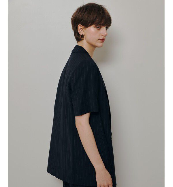 allureville「TWストライプハーフスリーブジャケット」|テーラードジャケット|