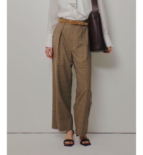 allureville「ディープタックチェックパンツ」|チノ|ブラウン系