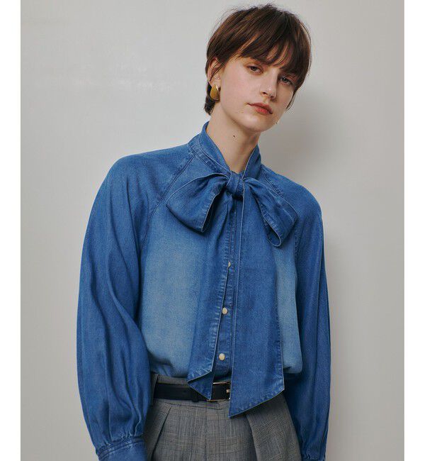allureville「〈WEB・一部店舗別注〉デニムボウブラウス」|シャツ・ブラウス|