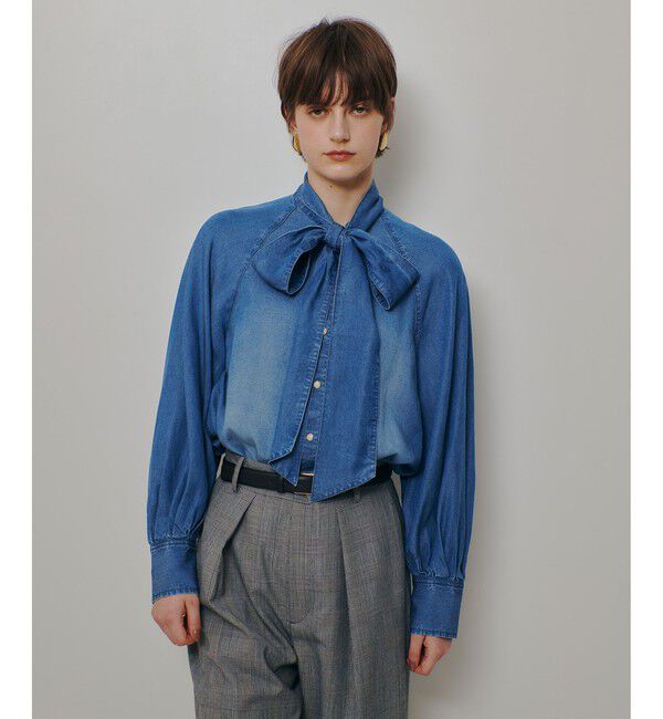 allureville「〈WEB・一部店舗別注〉デニムボウブラウス」|シャツ・ブラウス|