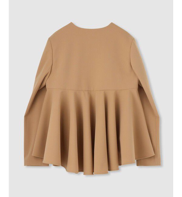 LOULOU WILLOUGHBY「【LOULOU WILLOUGHBY】ダブルクロスフレアペプラムジャケット」|ノーカラージャケット|