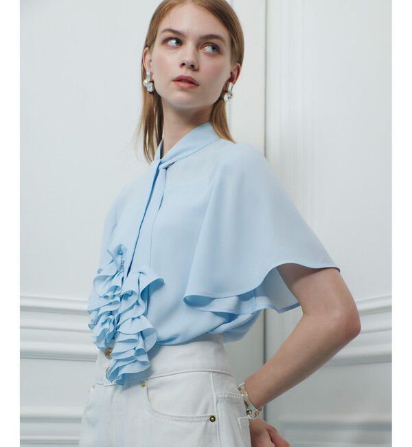 LOULOU WILLOUGHBY「【LOULOU WILLOUGHBY】ペタルフリルフレアスリーブブラウス」|シャツ・ブラウス|