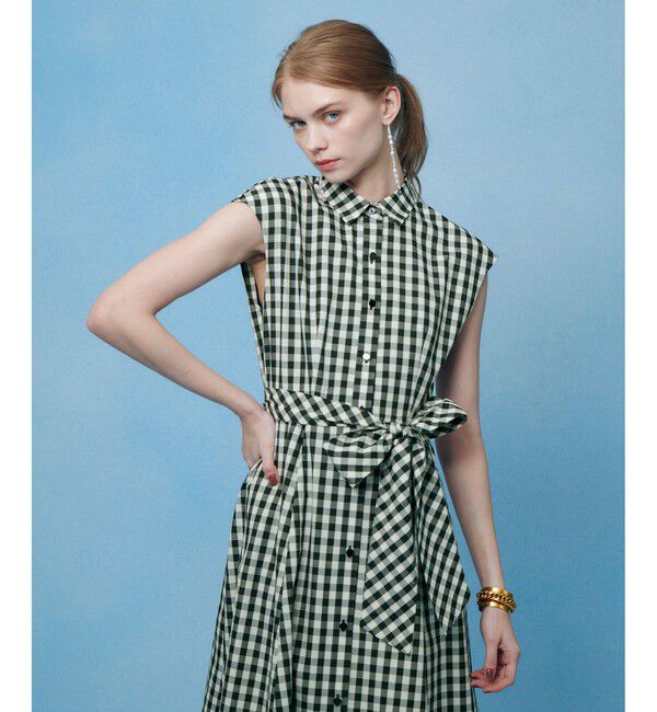 LOULOU WILLOUGHBY「【LOULOU WILLOUGHBY】スラブギンガムシャツワンピース」|ワンピース|ブラック