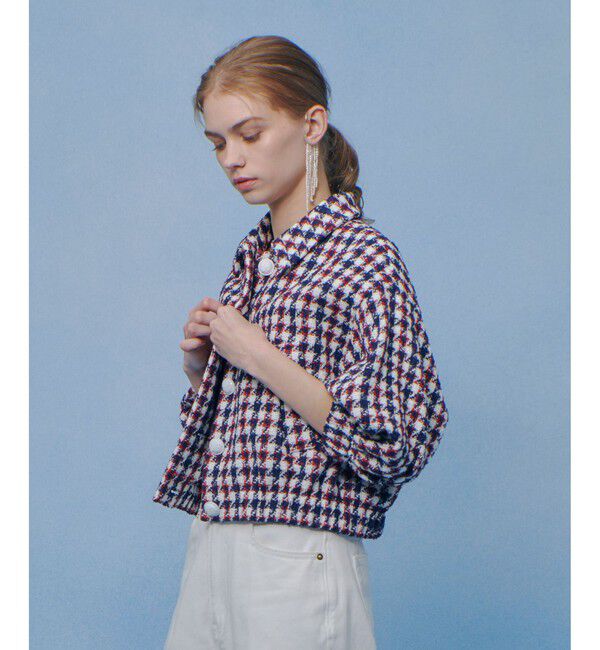 LOULOU WILLOUGHBY「【LOULOU WILLOUGHBY】トリコロールツイードブルゾン」|ブルゾン・スタジャン|