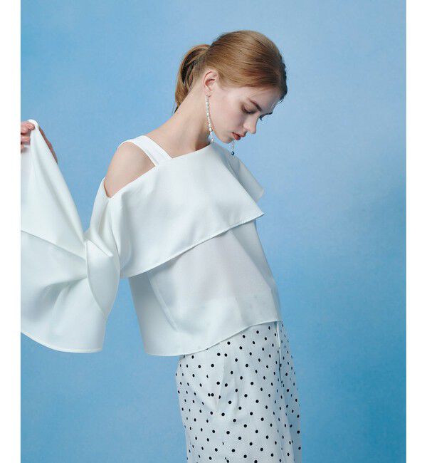 LOULOU WILLOUGHBY「【LOULOU WILLOUGHBY】アシメフリルオフショルブラウス」|シャツ・ブラウス|