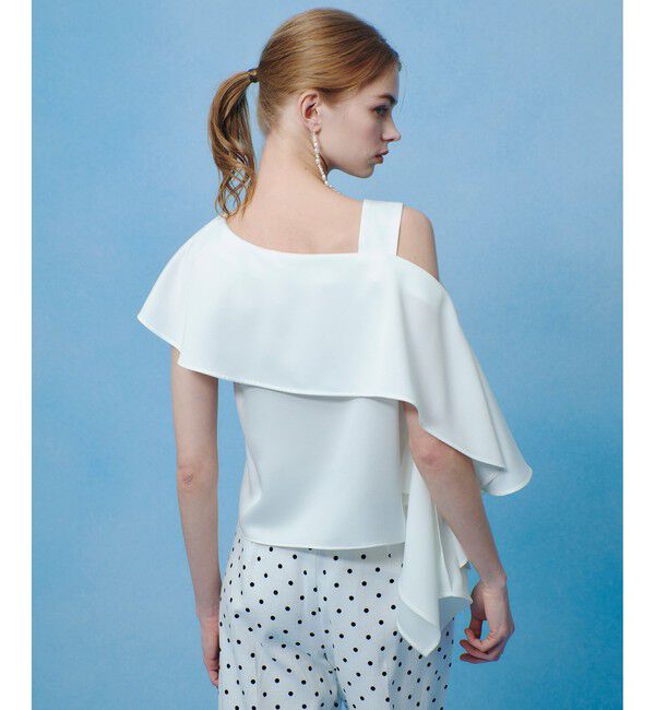 LOULOU WILLOUGHBY「【LOULOU WILLOUGHBY】アシメフリルオフショルブラウス」|シャツ・ブラウス|