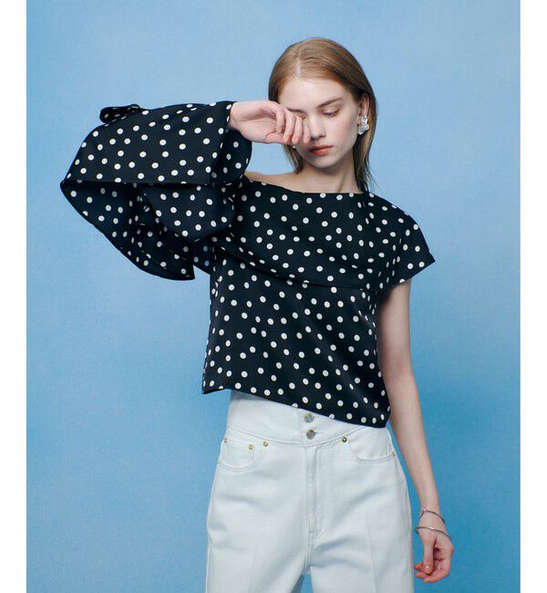 LOULOU WILLOUGHBY「【LOULOU WILLOUGHBY】アシメフリルオフショルブラウス」|シャツ・ブラウス|