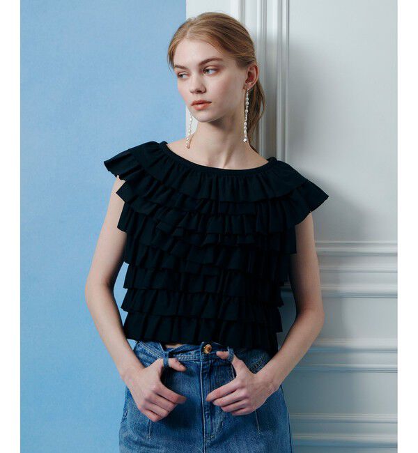 LOULOU WILLOUGHBY「【LOULOU WILLOUGHBY】フリルティアードプルオーバー」|Tシャツ・カットソー|