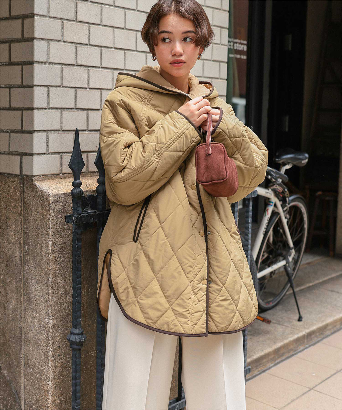 titivate「フーデットキルティングショートコート」|その他|