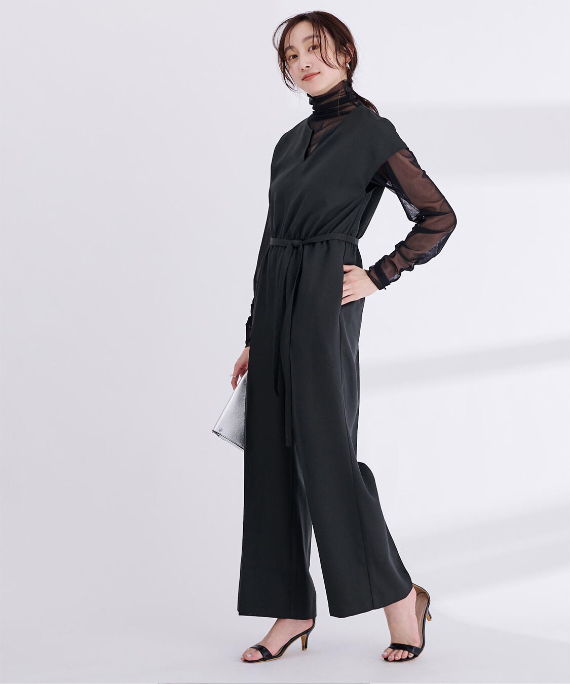 ur's「リネンライクヘンリーネックオールインワン」|オールインワン|