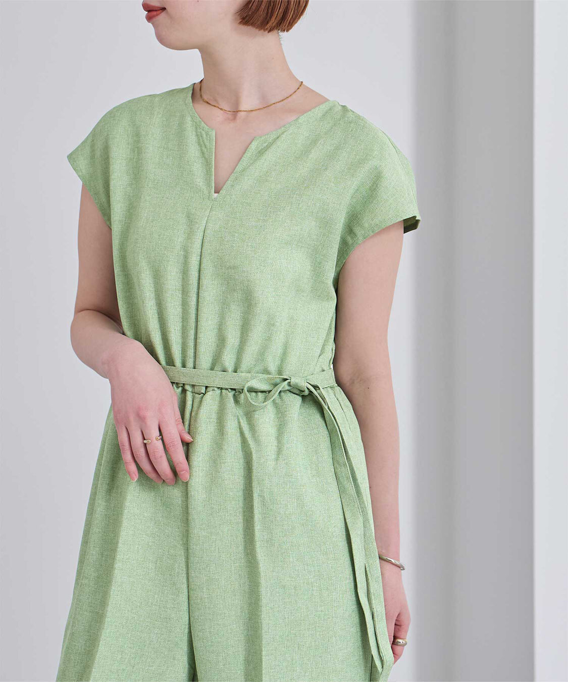 ur's「リネンライクヘンリーネックオールインワン」|オールインワン|