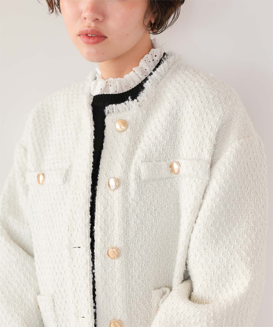 titivate「ツイードジャケット」|ノーカラージャケット|