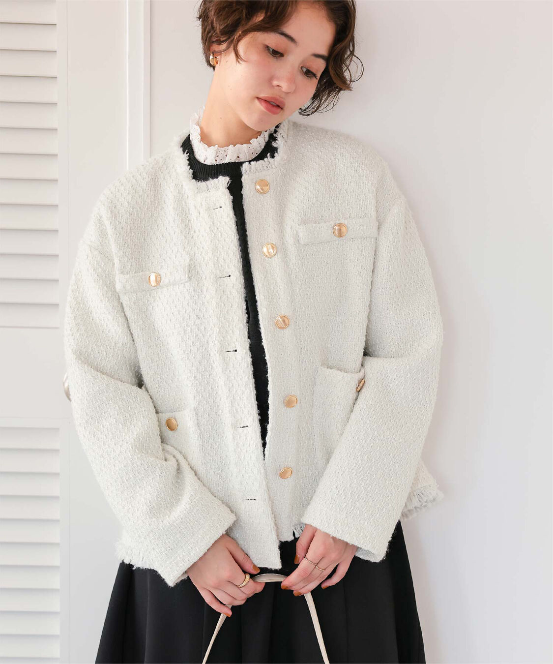 titivate「ツイードジャケット」|ノーカラージャケット|