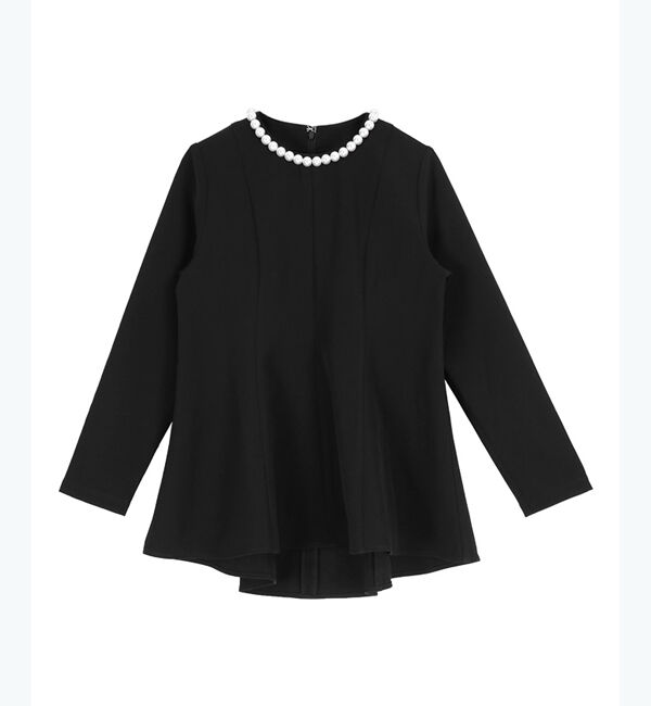 ur's「【星玲奈さんコラボアイテム】パール付ヘムライントップス」|Tシャツ・カットソー|