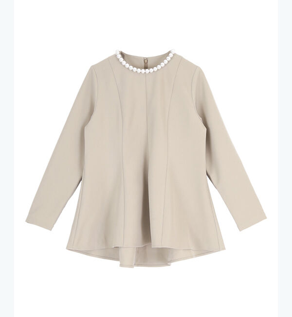 ur's「【星玲奈さんコラボアイテム】パール付ヘムライントップス」|Tシャツ・カットソー|