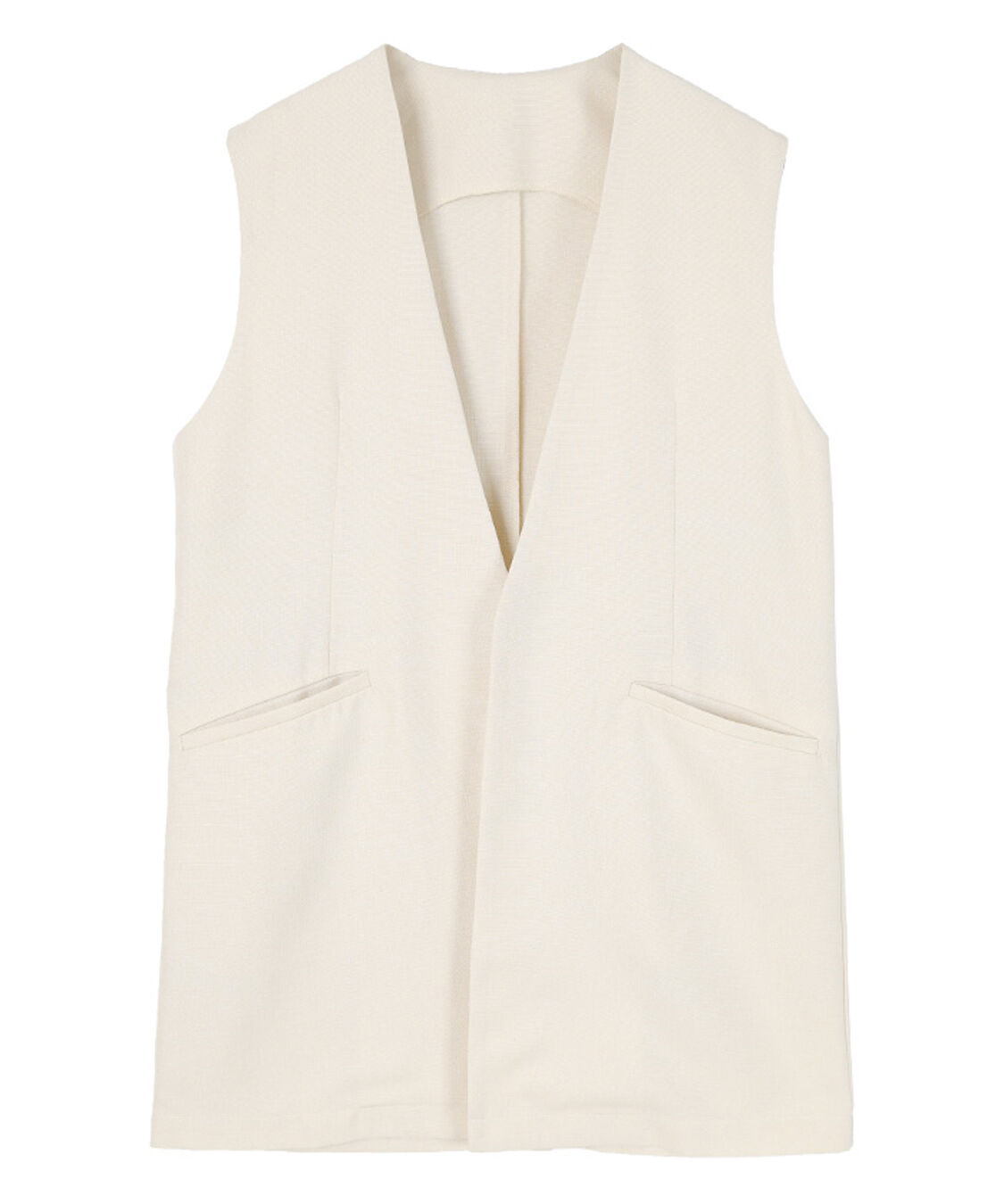 ur's「リネンライクVネックノーカラージレ」|ベスト・ジレ|