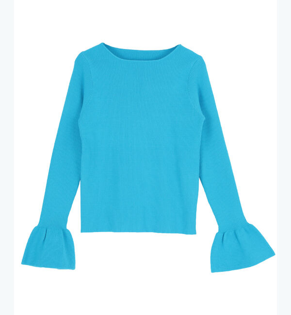 titivate「ボートネックベルスリーブニット」|ニット・セーター|ブルー