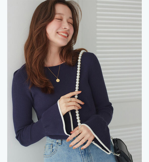 titivate「ボートネックベルスリーブニット」|ニット・セーター|