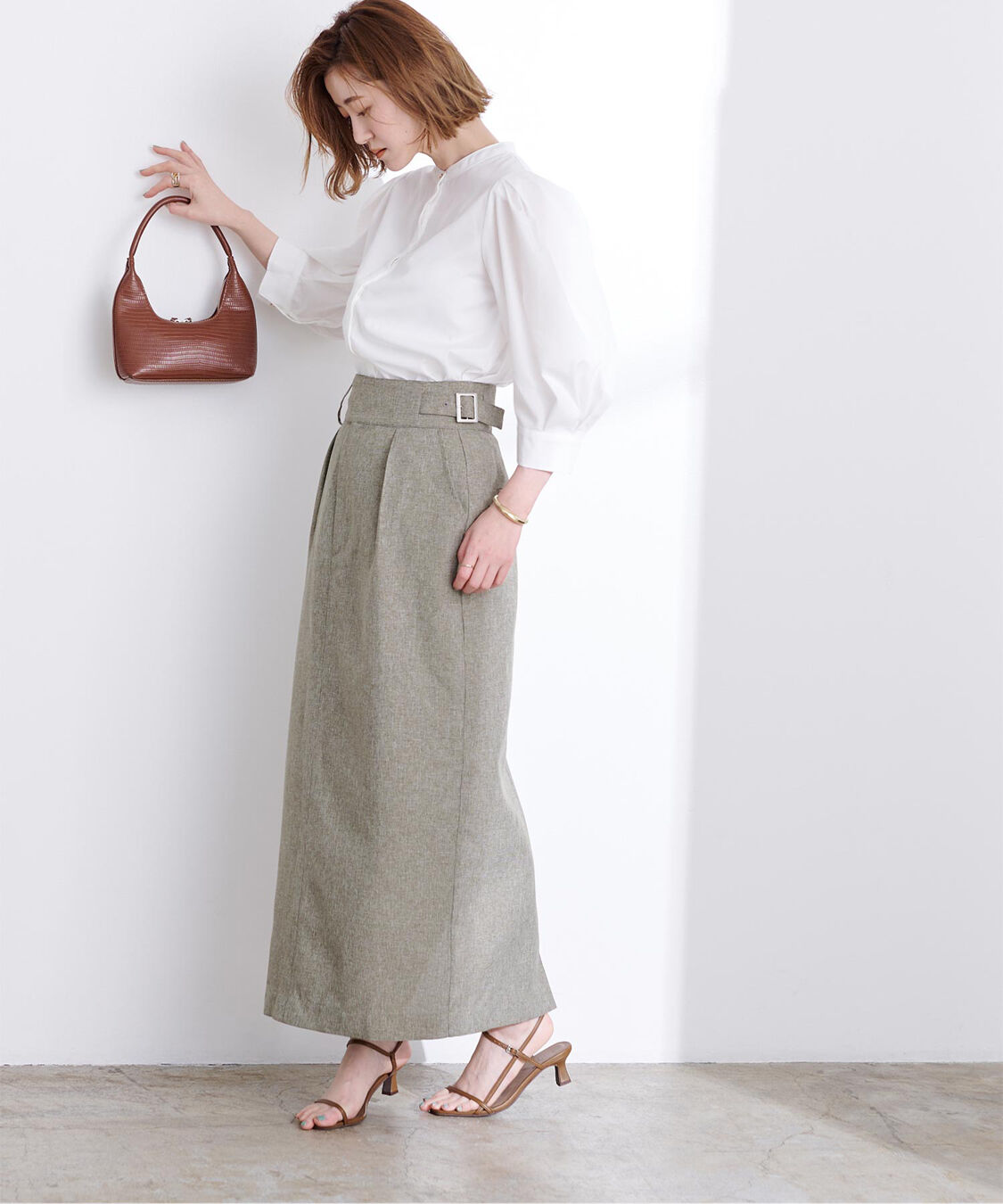 ur's「リネンライクサイドベルトデザインタイトスカート」|スカート|