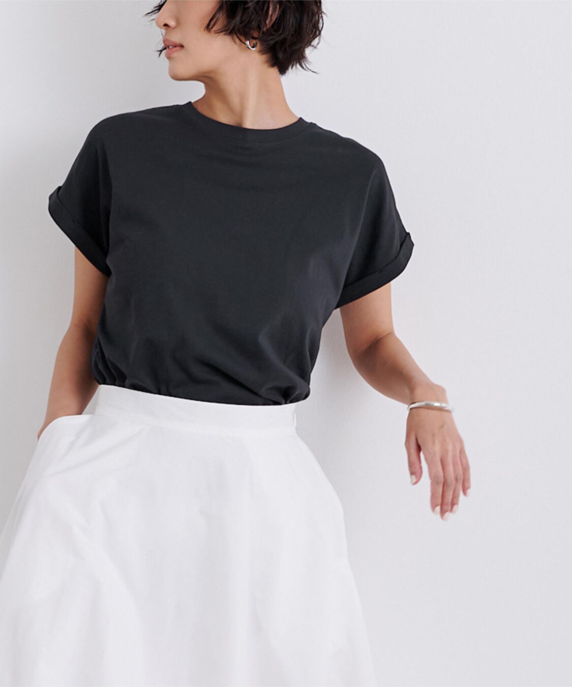 ur's「汗染み防止ダブルカフスTシャツ」|Tシャツ・カットソー|ブラック