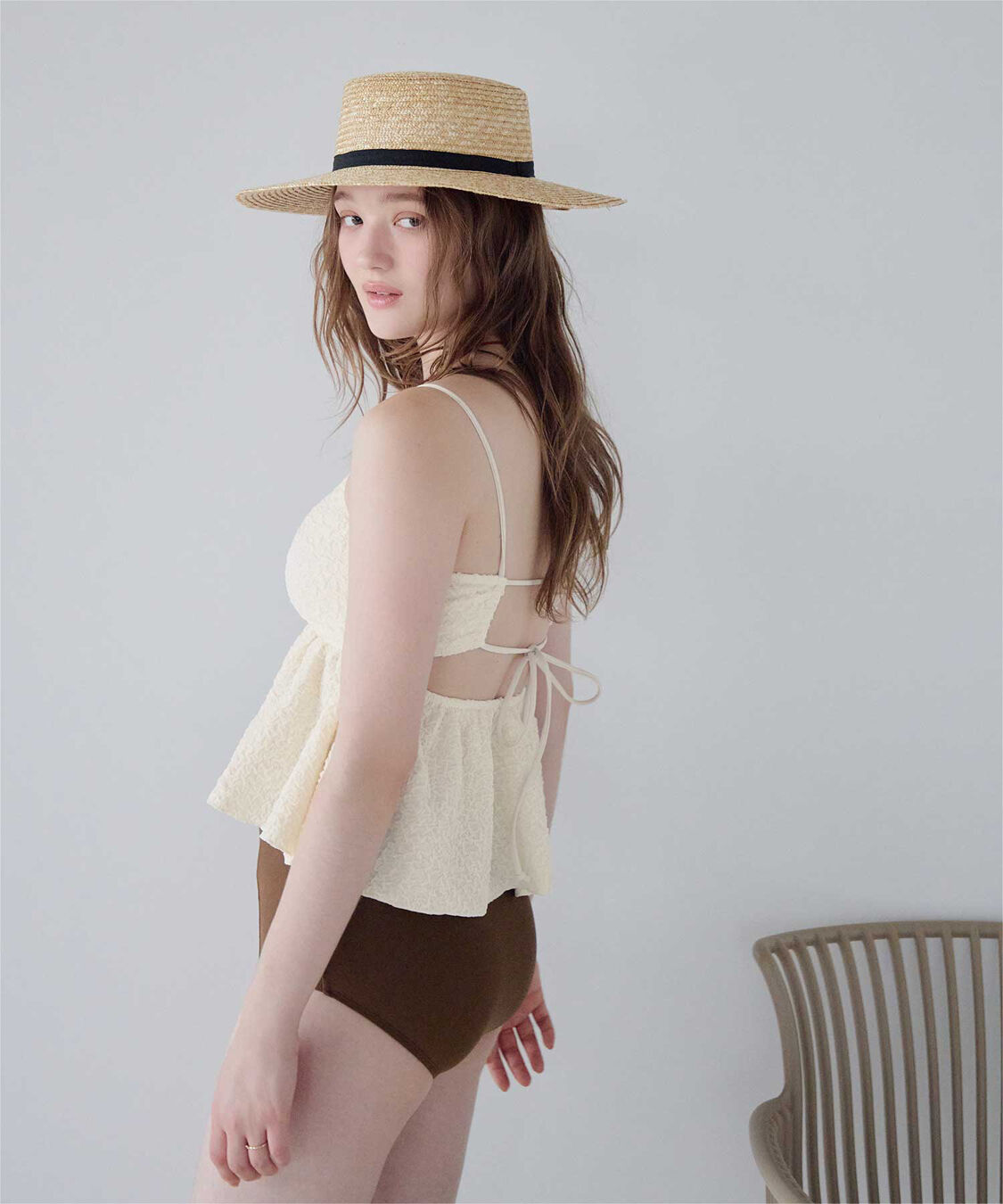 SEA DRESS「立体ジャガードペプラムフレアビキニ/水着」|ビキニ|