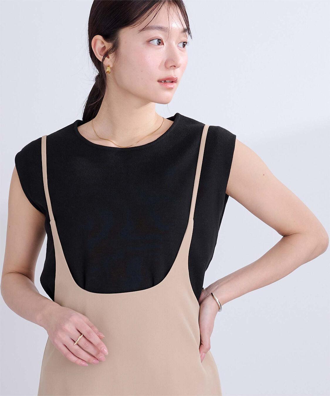 ur's「フレンチスリーブニットトップス」|ニット・セーター|ブラック