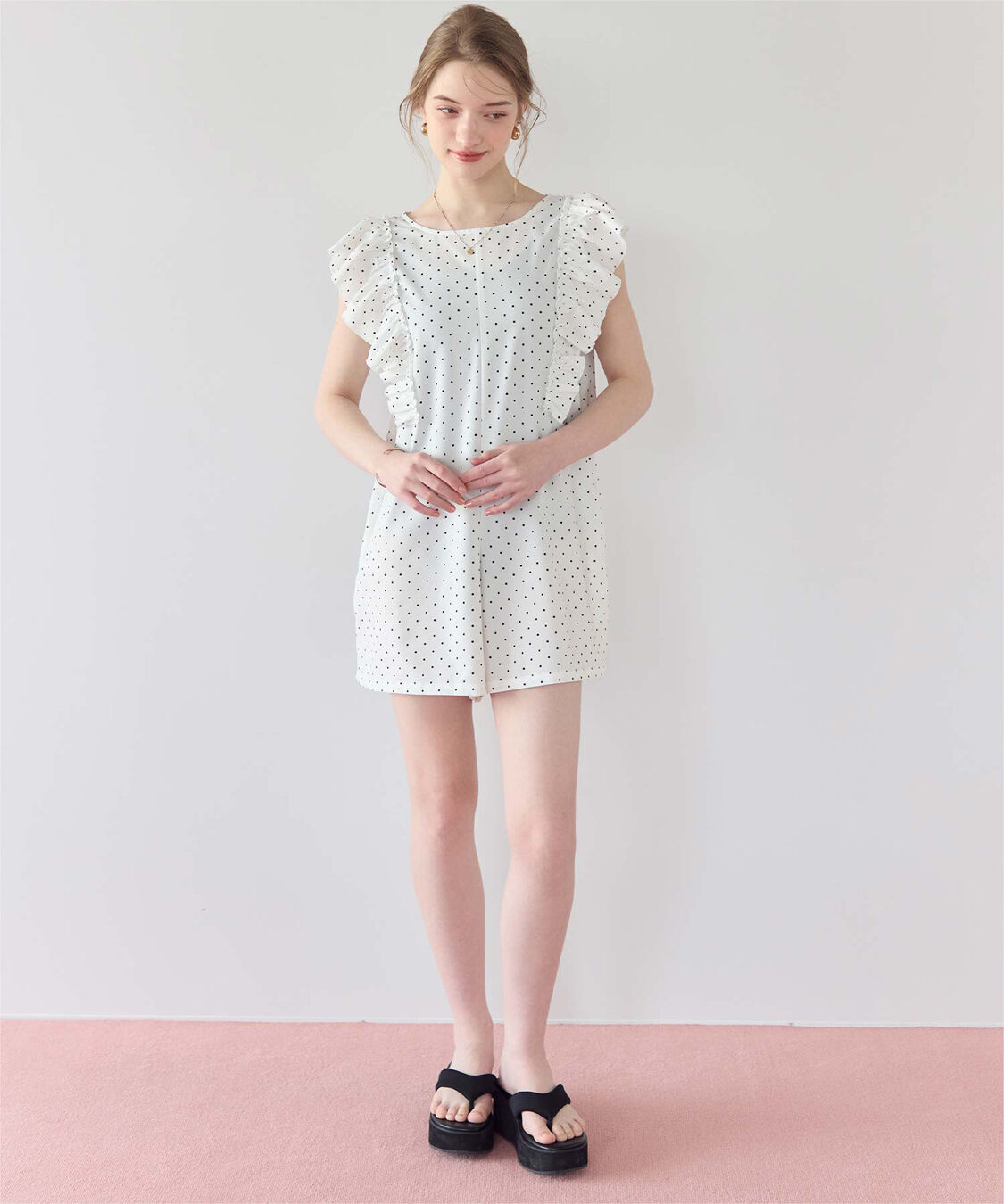 SEA DRESS「ショルダーフリルオールインワン/ワンピース水着」|コンビネゾン|