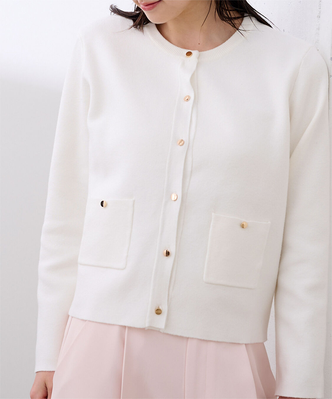 ur's「ゴールド釦ポケットデザインニットジャケット」|ニット・セーター|