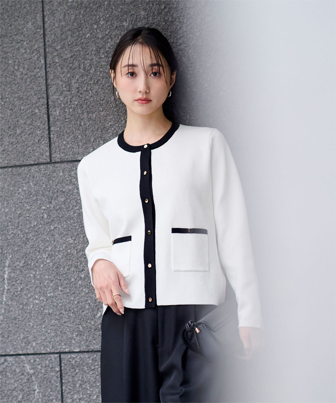 ur's「ゴールド釦ポケットデザインニットジャケット」|ニット・セーター|