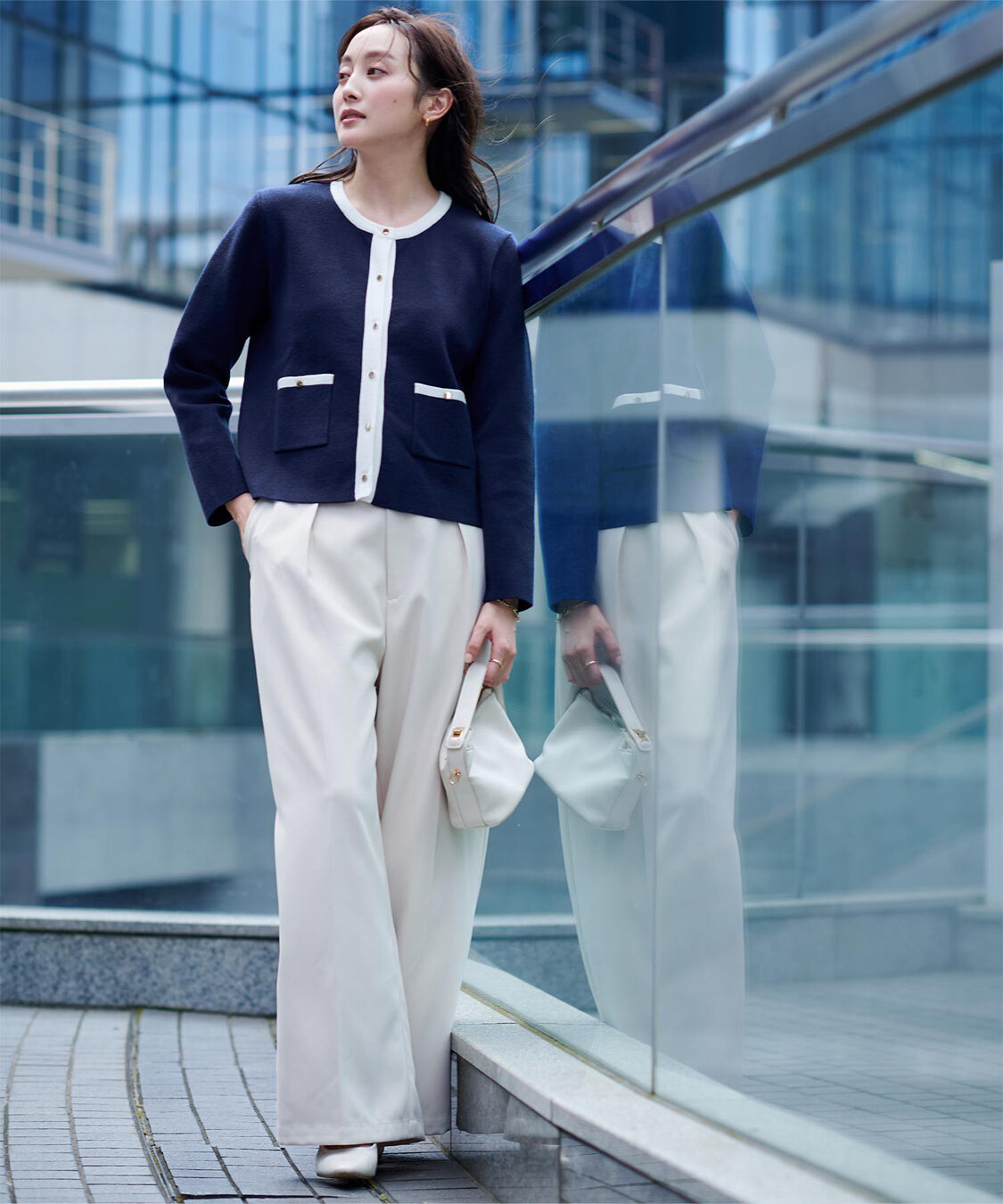 ur's「ゴールド釦ポケットデザインニットジャケット」|ニット・セーター|