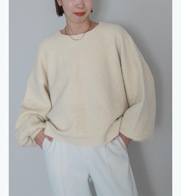 ur's「【星玲奈さんコラボアイテム】ウールブレンドクロップドクルーネックニット」|ニット・セーター|アイボリー