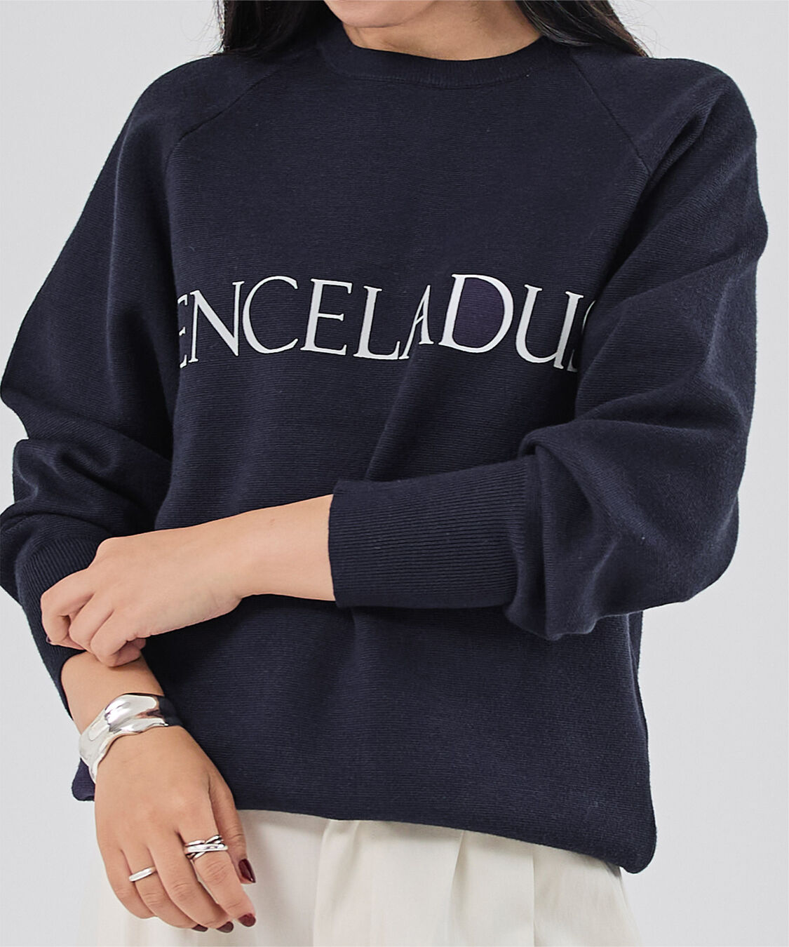 ur's「スウェットライクロゴニット」|ニット・セーター|ネイビー