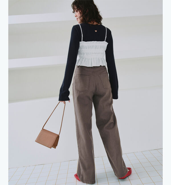 titivate「ドット/カラーストレートデニムパンツ」|デニム|