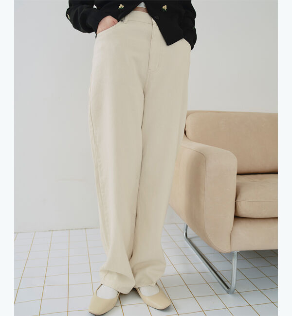 titivate「ドット/カラーストレートデニムパンツ」|デニム|