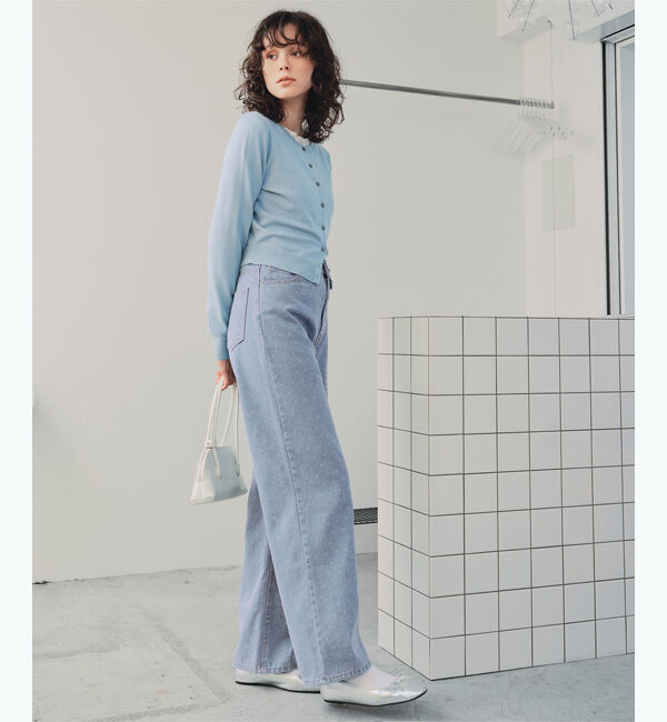 titivate「ドット/カラーストレートデニムパンツ」|デニム|