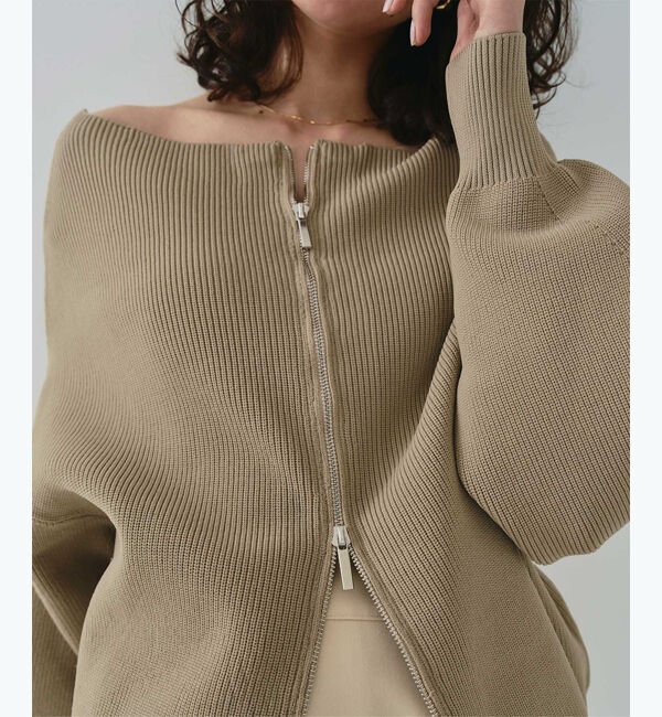 titivate「ダブルファスナーオーバーサイズニットプルオーバー」|ニット・セーター|