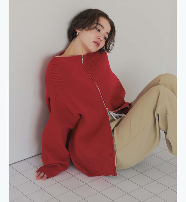 titivate「ダブルファスナーオーバーサイズニットプルオーバー」|ニット・セーター|