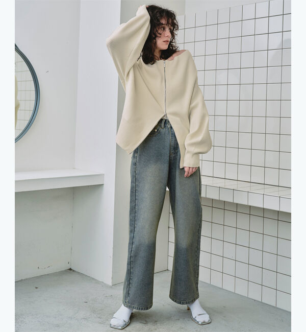 titivate「ダブルファスナーオーバーサイズニットプルオーバー」|ニット・セーター|